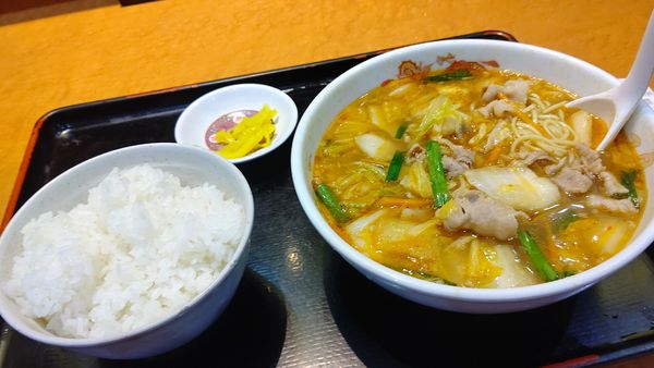 「スタミナラーメンセット小(ライス＋唐揚げ）１０８０円」@天理スタミナラーメン 本店の写真