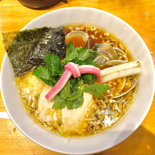 「鶏　煮干　蛤　トリプルSOBA」@Ginza Noodles むぎとオリーブの写真