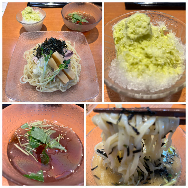 「【夏期限定】山葵カキ氷割付き 和風淡麗つけ麺950円」@㐂九八 ～garage～の写真