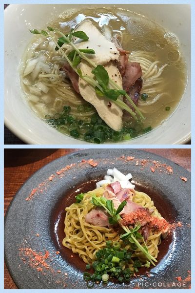 「牡蠣の塩蕎麦 葱oil仕立&桜海老の替玉」@論露に不二の写真