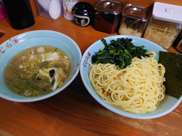 「塩つけ麺大盛+ほうれん草」@ラーメン くじら家の写真