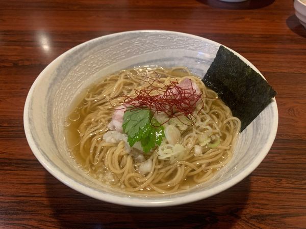 「利尻昆布と鯵の冷製煮干しそば〜細麺〜おい飯付」@麺屋 ひな多の写真