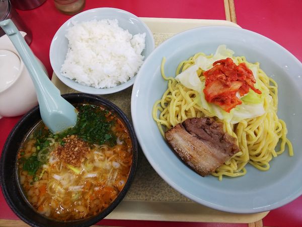 「【限定】旨辛スタミナつけめん＋ライス　970＋180円」@ラーメン山岡家 弘前店の写真