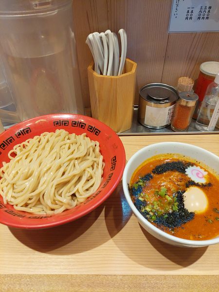 「赤辛つけめん＋味玉1100円」@赤備の写真