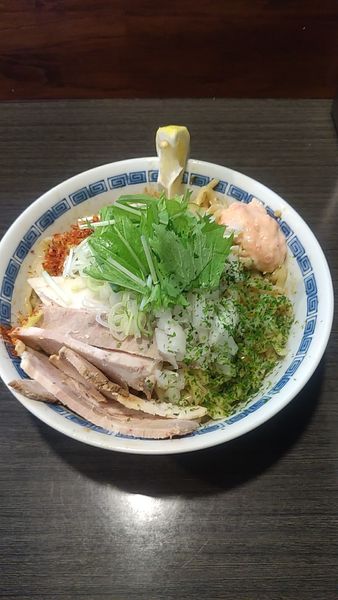 「(限定)冷やし魚介まぜそば(大盛)」@ラーメンつけ麺 奔放の写真