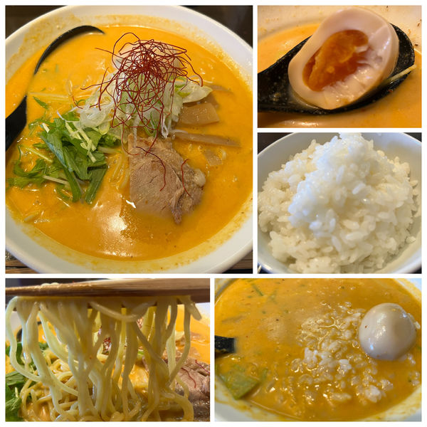 「【限定】冷やしレッドカレーらーめん 850円ライス100円」@麺処 福吉 本店の写真