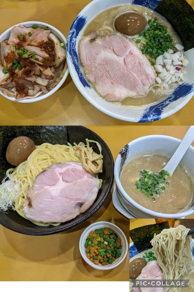 「濃厚塩ラーメン大盛り➕チャーシュー丼➕(濃厚塩つけ麺大盛り)」@麺屋 扇 SENの写真