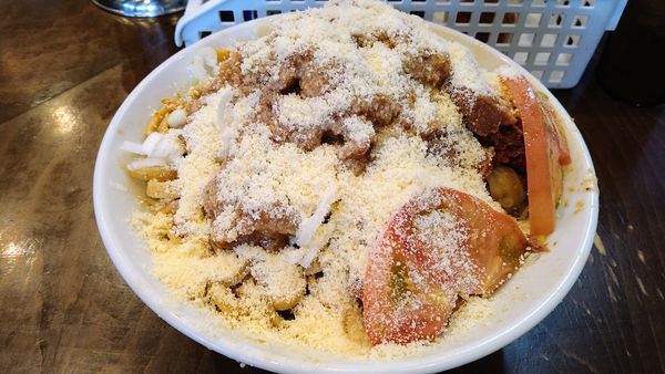 「【期間限定】冷やし中華(ニンニク･アブラ)+粉チーズ」@麺屋 歩夢の写真