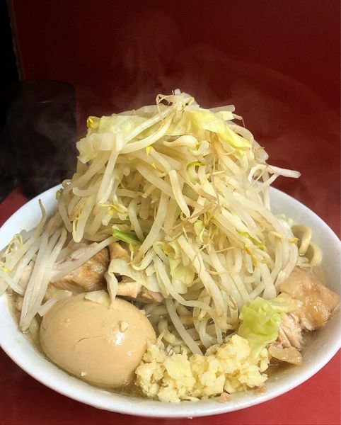「小ラーメン・ニンニクアブラ・味玉」@ラーメン二郎 ひばりヶ丘駅前店の写真