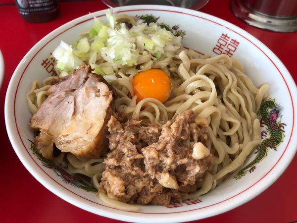 「つけ麺小＋生たまご＋ねぎ」@ラーメン二郎 ひたちなか店の写真