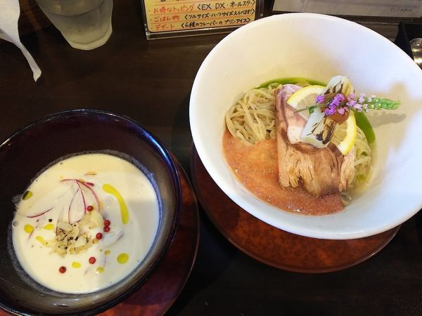 「県産玉葱と鶏の冷やしポタージュつけsoba　1700円」@sobabar Ciliegioの写真
