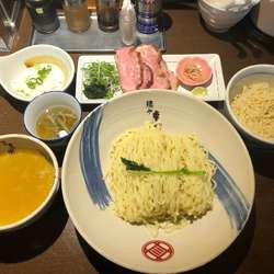 薬涼潮つけそば、釜焼チャ×2、細麺替玉