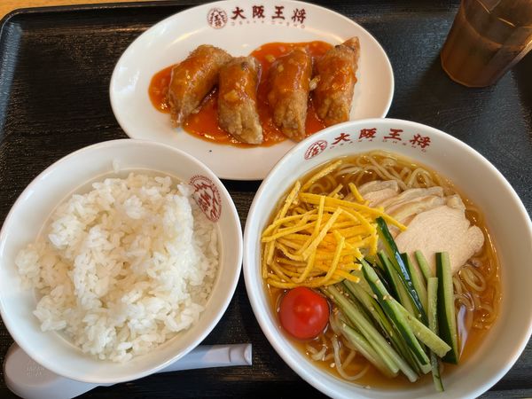 「蒸しどりのさっぱり冷やしラーメンハーフ  777円」@大阪王将 習志野店の写真