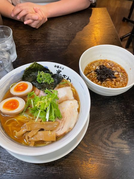 「ブイヤベース出汁炊きつけそば、熱盛り醤油」@中華そば 半ざわの写真