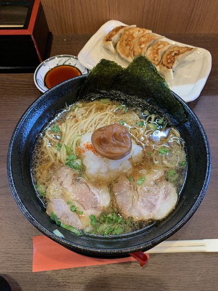 「みぞれラーメン 餃子」@麺屋あきらの写真