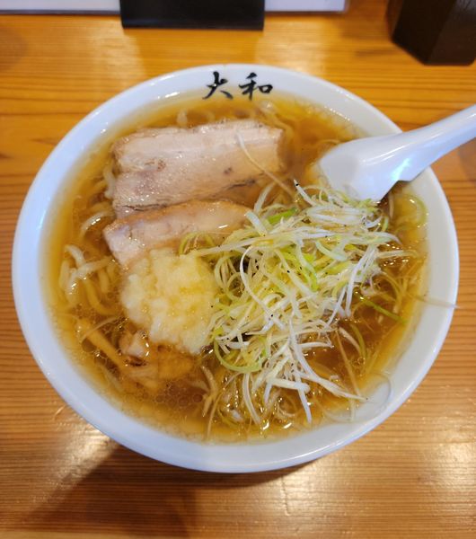 「ねぎラーメン + ニンニク」@佐野青竹手打ちラーメン 大和の写真