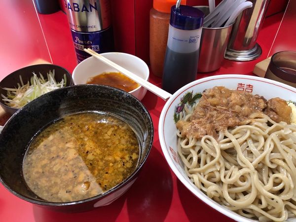 「小 つけめん ネギ 生卵」@ラーメン二郎 千葉店の写真