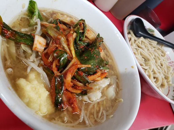 「つけ麺小　九条ネギキムチ　麺少なめ」@ラーメン二郎 湘南藤沢店の写真