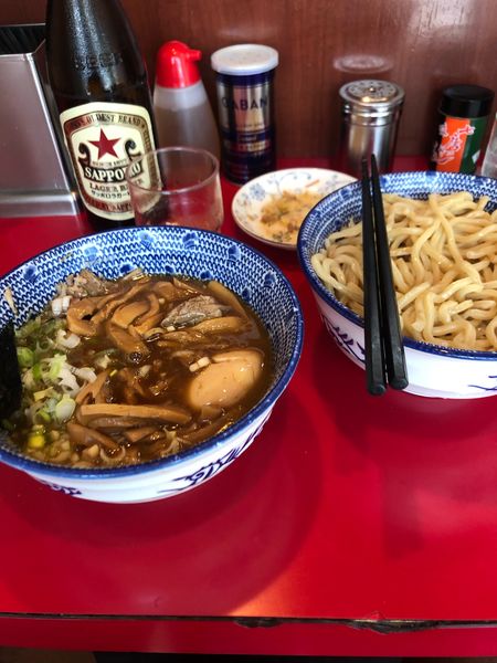 「つけ麺　メンマ　味玉　瓶ビール」@自家製中華そば 勢得の写真