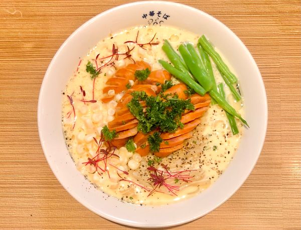 「★＜限定＞冷やしもろこしSOBA🍜¥1,500」@中華そば 六感堂の写真