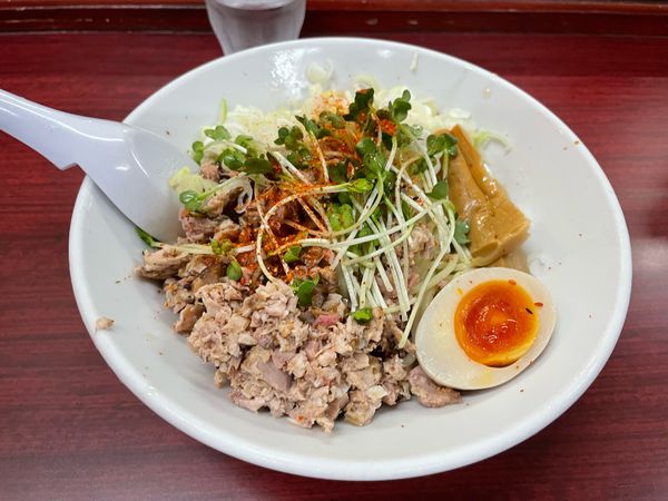 「【夏限定】冷やしまぜ麺(醤油) + 追い飯」@鶏こく中華 すず喜の写真