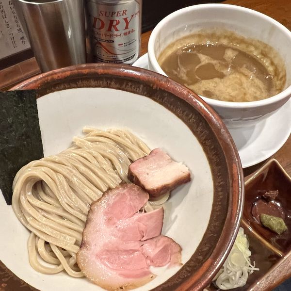 「つけ麺（並）＋缶ビール」@長男、ほそのたかしの写真