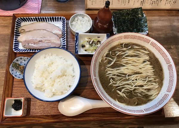 「鯖定食¥1100プレオープンで無料」@炭火焼濃厚中華そば 威風堂道の写真