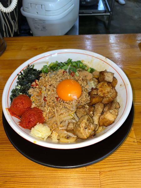 「誤爆まぜそば大盛誤爆玉冷やし¥1,120円」@ラーメン・つけ麺 爆王の写真