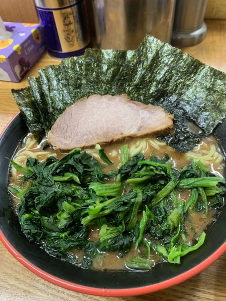 「のりほうれん草ラーメン」@麺家 紫極の写真
