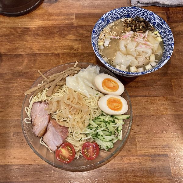 「冷やしワンタンつけそば＋味玉」@麺屋 悠の写真