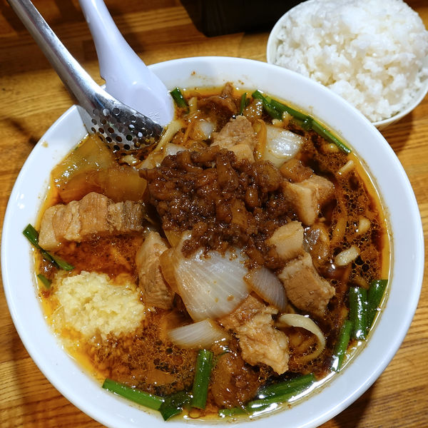 「スタ満ソバ 900円 + まさお 60円 + ライス 110」@元祖スタミナ満点らーめんすず鬼 赤坂店の写真