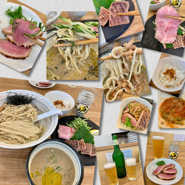 「【限定】烏賊肝と煮干しのつけそば＋鴨むね肉＋八海山＋🍺」@中華そば きなりの写真