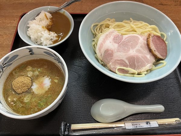 「濃厚つけ麺（大盛り）＋茶碗カレー」@麺匠うえ田の写真
