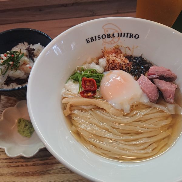 「冷香麺1000円、海鮮茶漬け300円、ハートランド小瓶450」@えびそば 緋彩の写真