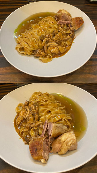 「鴨とセップの煮込みのまぜそば¥1800」@稲荷屋の写真