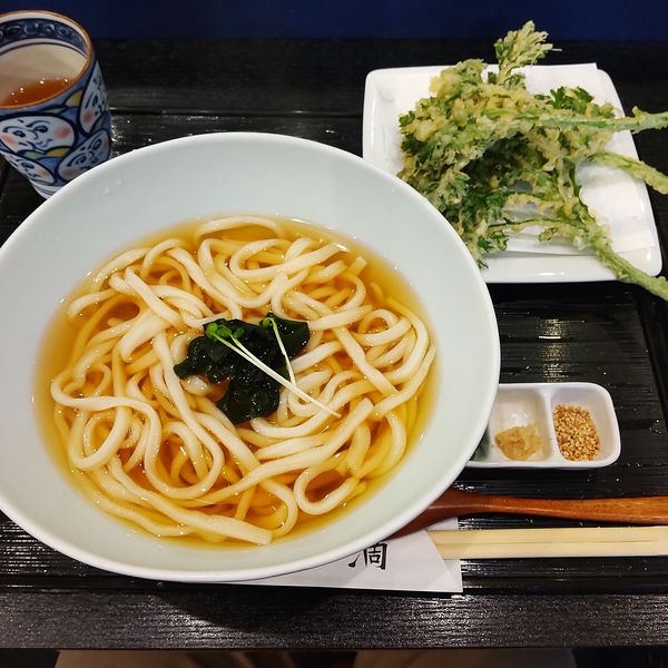 「かけ（￥600）＋春菊天（￥300）」@麺一滴の写真