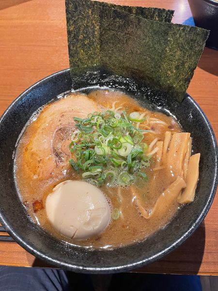 「魚介豚骨ラーメン大盛+味玉」@麺や いかりの写真