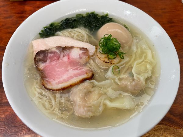 「【限定】浅利と生海苔の冷やし塩そば(¥1,150)味玉(¥120」@三馬路 東京店の写真