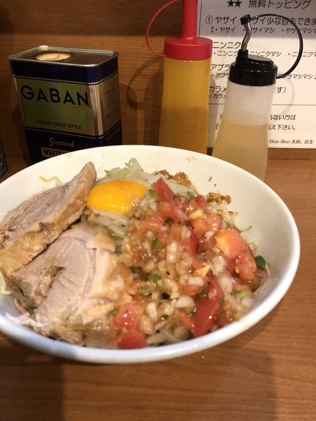 「冷や汁無し➕サルサ」@ラーメンBoo Boo太郎。の写真