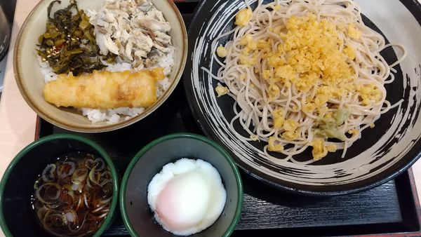 「朝セット・焼鯖ごはん+温泉玉子（￥430+クーポン）」@ゆで太郎 竹橋店の写真