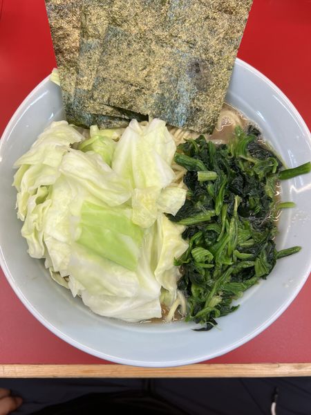 「朝ラー大600円+キャベレン草200円」@ラーメン堀田家の写真
