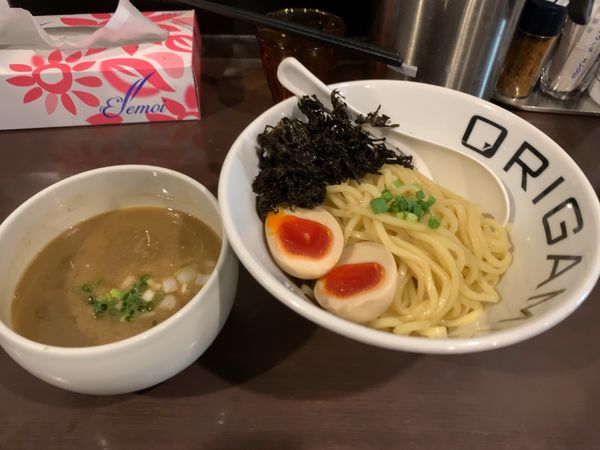 「コッテリ煮干つけ麺(味玉中盛サービス850円)」@麺屋 ORIGAMIの写真