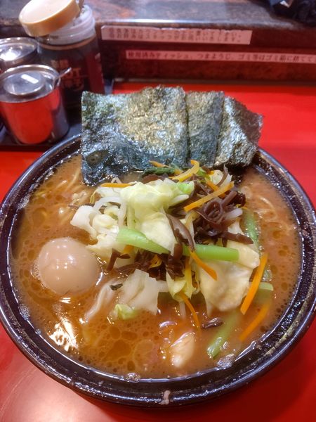 「ラーメン中盛+味玉+野菜畑」@環2家の写真