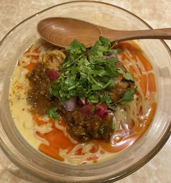 「【限定】スリランカ人のデビルド・冷やし麺　１０８０円」@鶏ポタラーメン THANK 大門店の写真