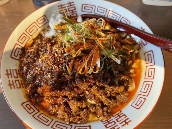 「中辛坦々まぜそば（魚介ベース）」@自家製麺と自然派食材 晴耕雨読の写真