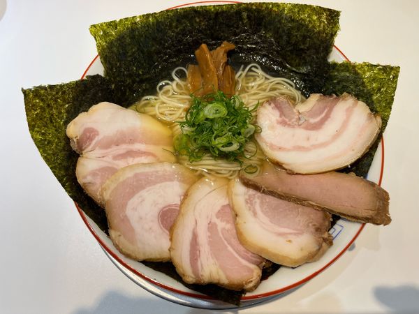 「冷製イリコそば①塩＋肉増＋ロング海苔」@上方レインボーの写真