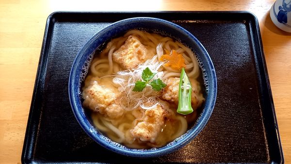 「大山ハーブチキン鶏天かけうどん」@udon dining cafe 安菜蔵の写真