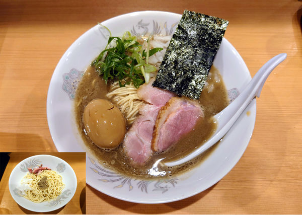 「濃厚煮干蕎麦+味玉+和え玉」@北千住煮干中華蕎麦 かれんの写真