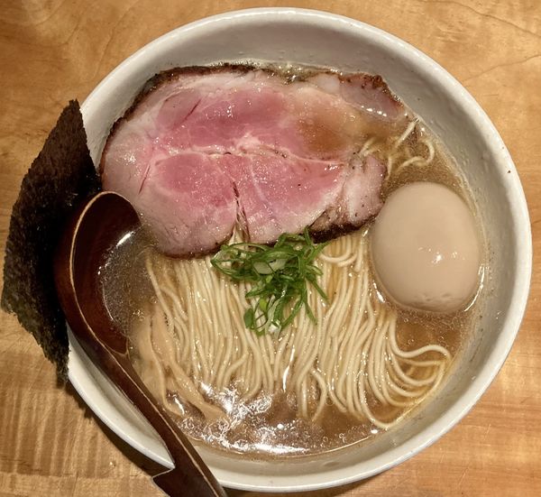 「味玉そば+麺大盛+　1100円」@中華蕎麦 蘭鋳の写真