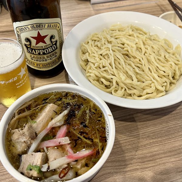 「【限定麺】塩つけ麺（大盛）＋瓶ビール」@くじら食堂 nonowa東小金井店の写真